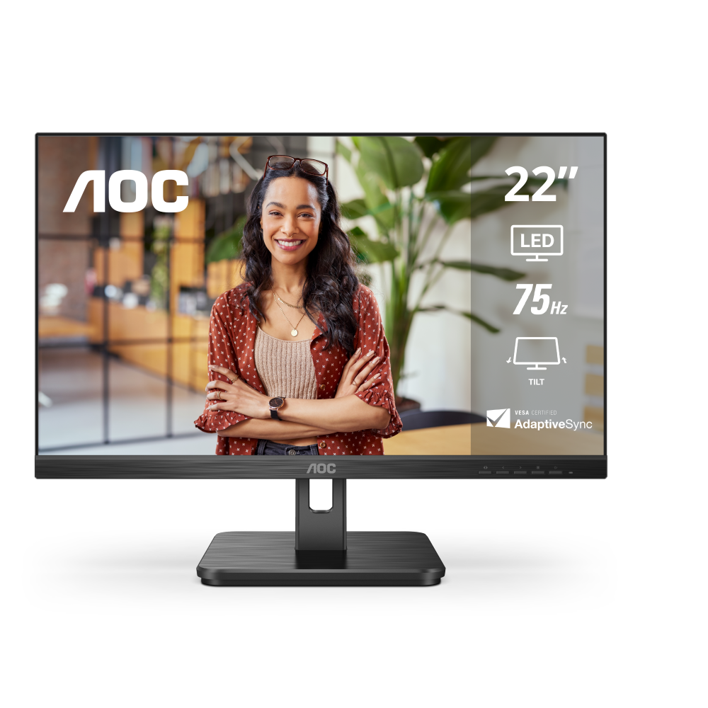 Monitor AOC 22", FHD, 75Hz, 4ms, Panel VA, 22E2HM Diseño Sin Bisel