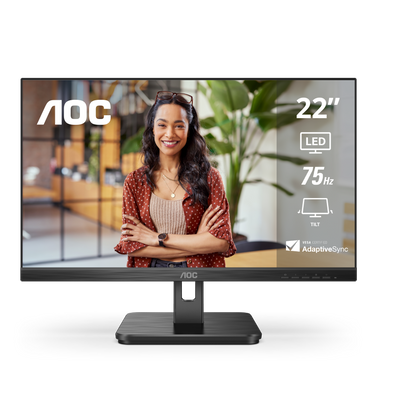 Monitor AOC 22", FHD, 75Hz, 4ms, Panel VA, 22E2HM Diseño Sin Bisel