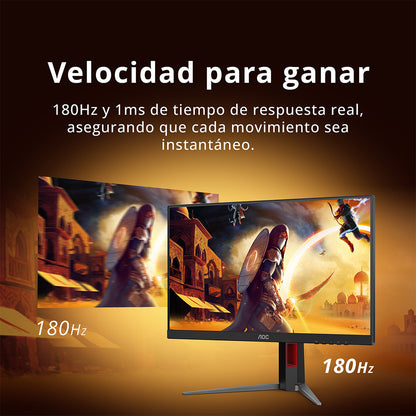 Monitor Gamer AOC 23.8", FHD, 180Hz, 1ms, Panel IPS, 24G4