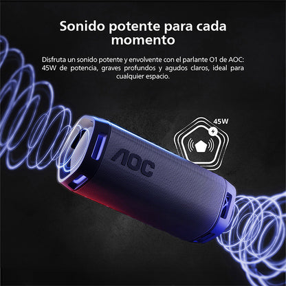 Parlante Bluetooth Portátil AOC O1 Azul