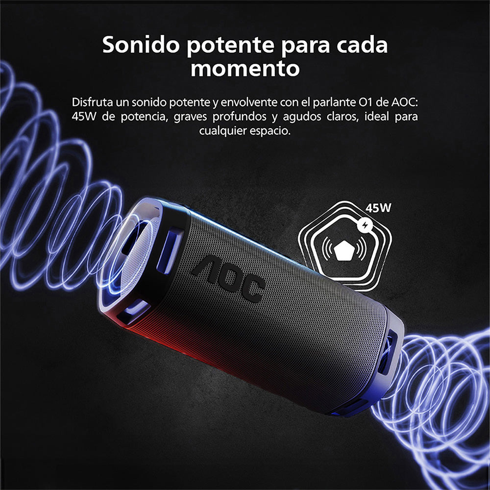Parlante Bluetooth Portátil AOC O1 Negro