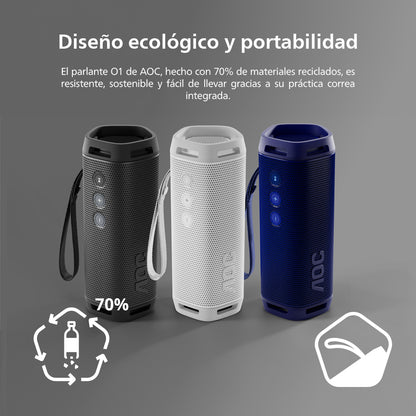 Parlante Bluetooth Portátil AOC O1  Blanco