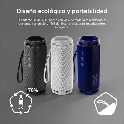 Parlante Bluetooth Portátil AOC O1 Negro