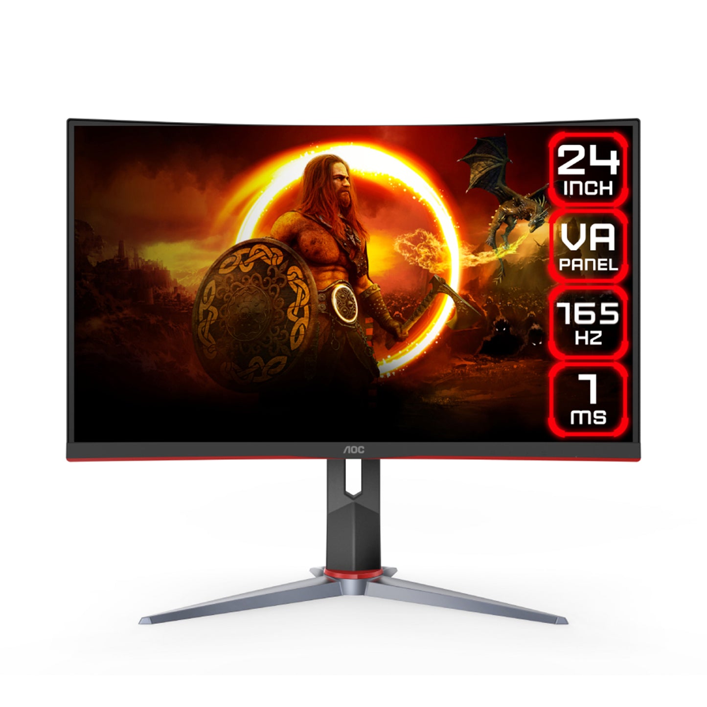 Monitor Gamer Curvo AGON by AOC 24” FHD 165Hz 1ms C24G2