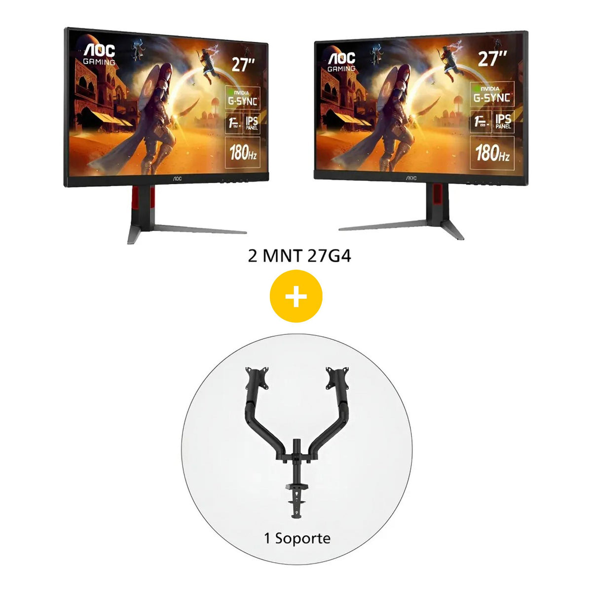 Monitor Gamer AOC 27G4 de 27“ (IPS, Full HD, 180Hz, 1 ms, HDMI, HDR10, G-Sync, Vesa)