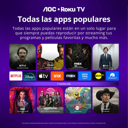 Smart TV AOC 50" QLED 4K UHD Roku TV 50Q7067
