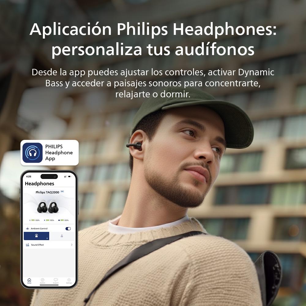 Audífonos Bluetooth Philips Clip TAQ2000 Negro