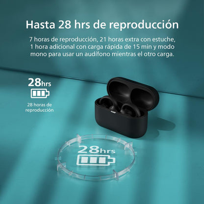 Audífonos Bluetooth Philips Clip TAQ2000 Negro