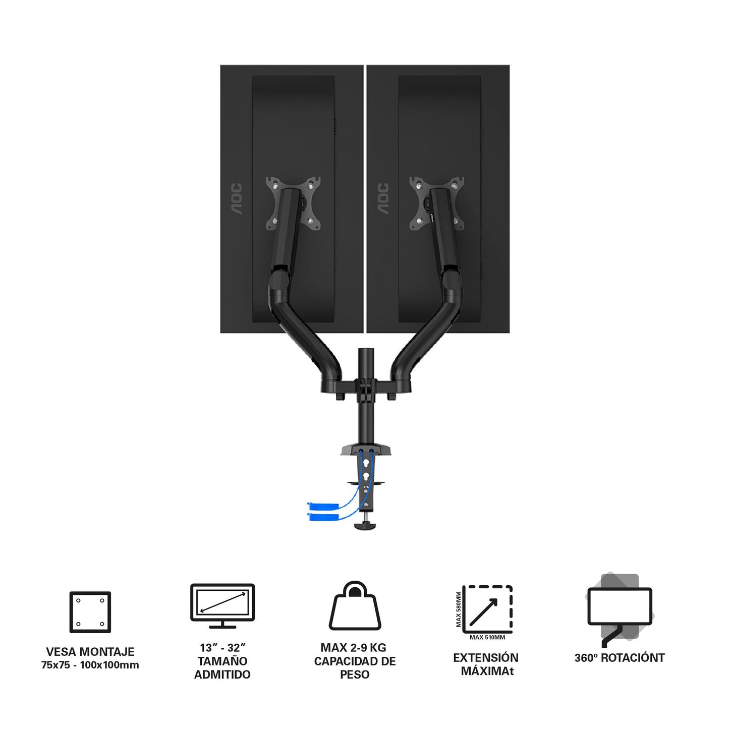 Soporte Doble para Monitores AOC Hasta 32“ AD110DX