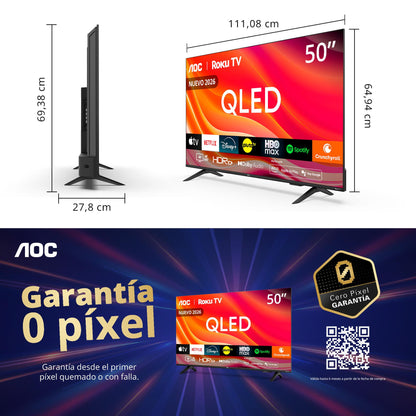 Smart TV AOC 50" QLED 4K UHD Roku TV 50Q7067
