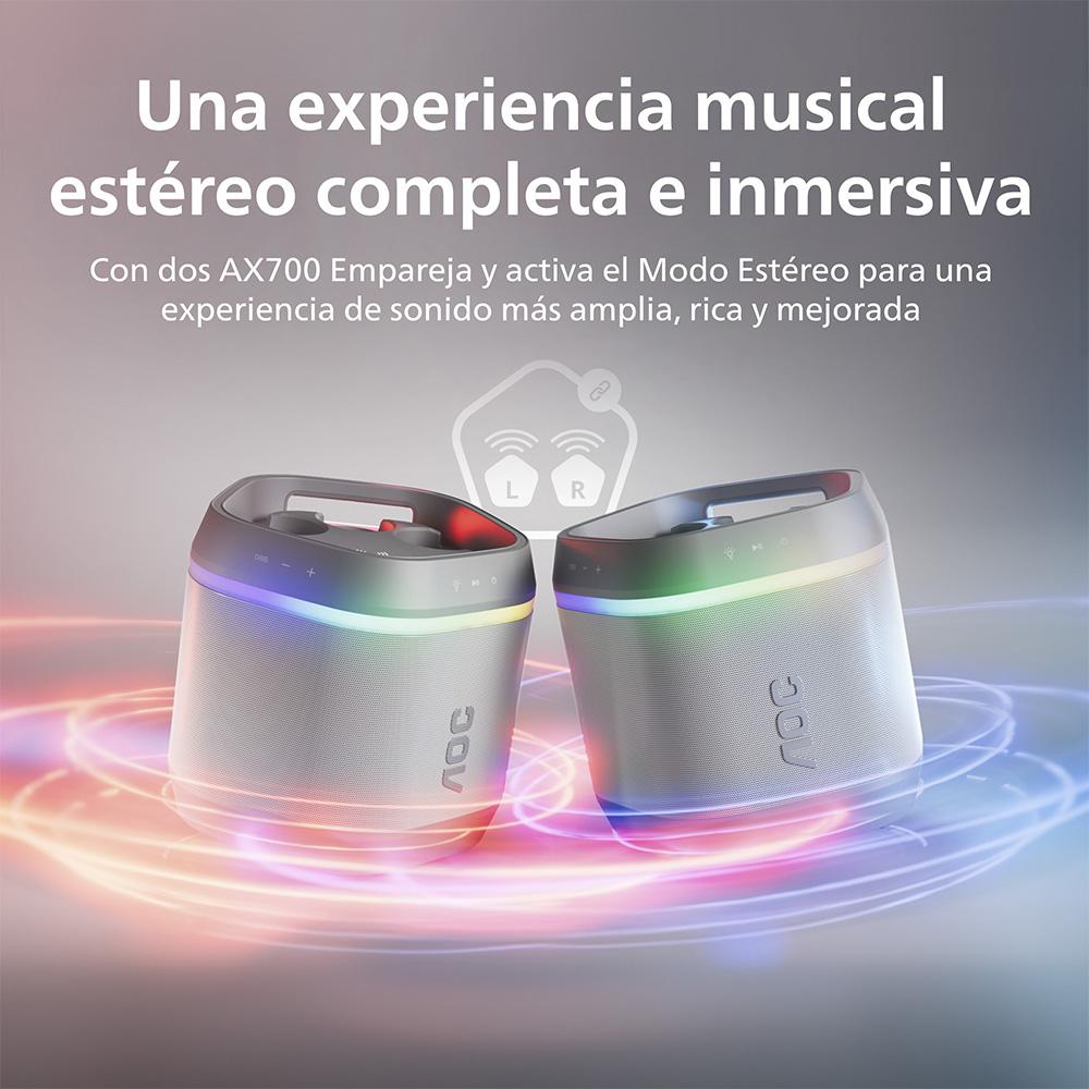 Pack 2 Parlantes Bluetooth AOC O3 Blanco con Portalatas para Fiesta