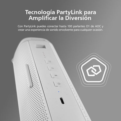 Parlante Bluetooth Portátil AOC O1 Blanco