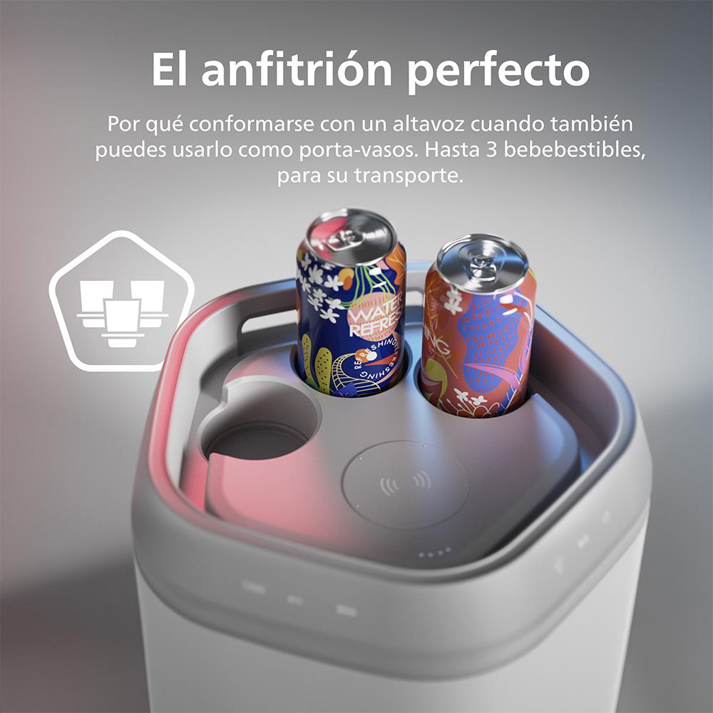 Pack 2 Parlantes Bluetooth AOC O3 Blanco con Portalatas para Fiesta