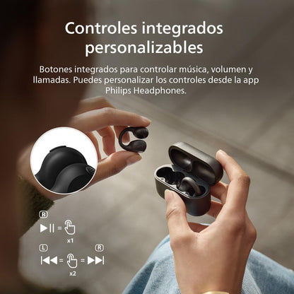 Audífonos Bluetooth Philips Clip TAQ2000 Negro